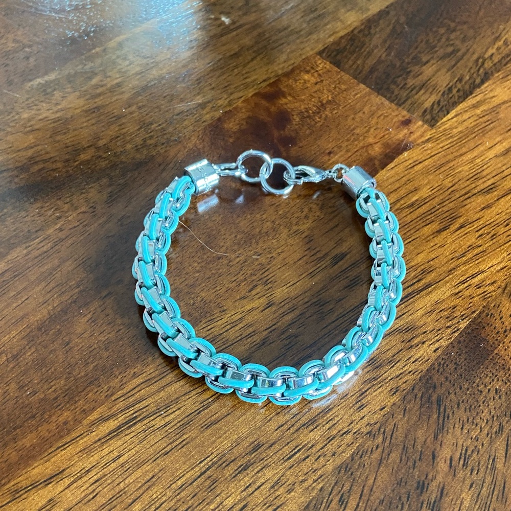 Lia Sophia Turquoise and Silver Double Chain Bracelet